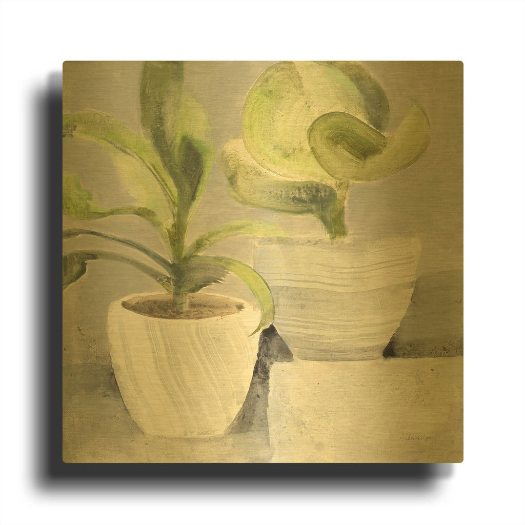 'Greenery Still Life' By Albena Hristova Gold Metal Wall Art