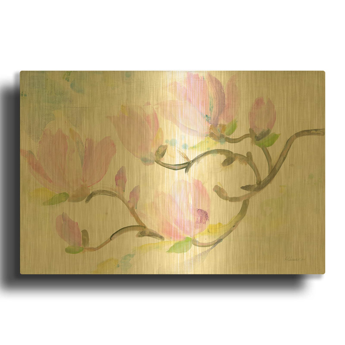'Flowering Branches' By Albena Hristova Gold Metal Wall Art