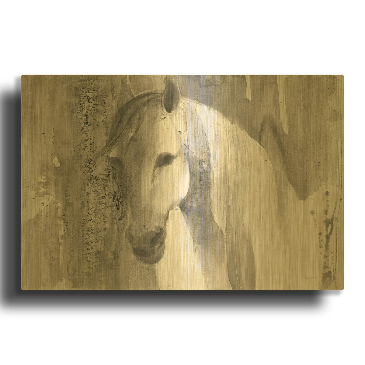 'Quiet And Calm Brown' By Albena Hristova Gold Metal Wall Art