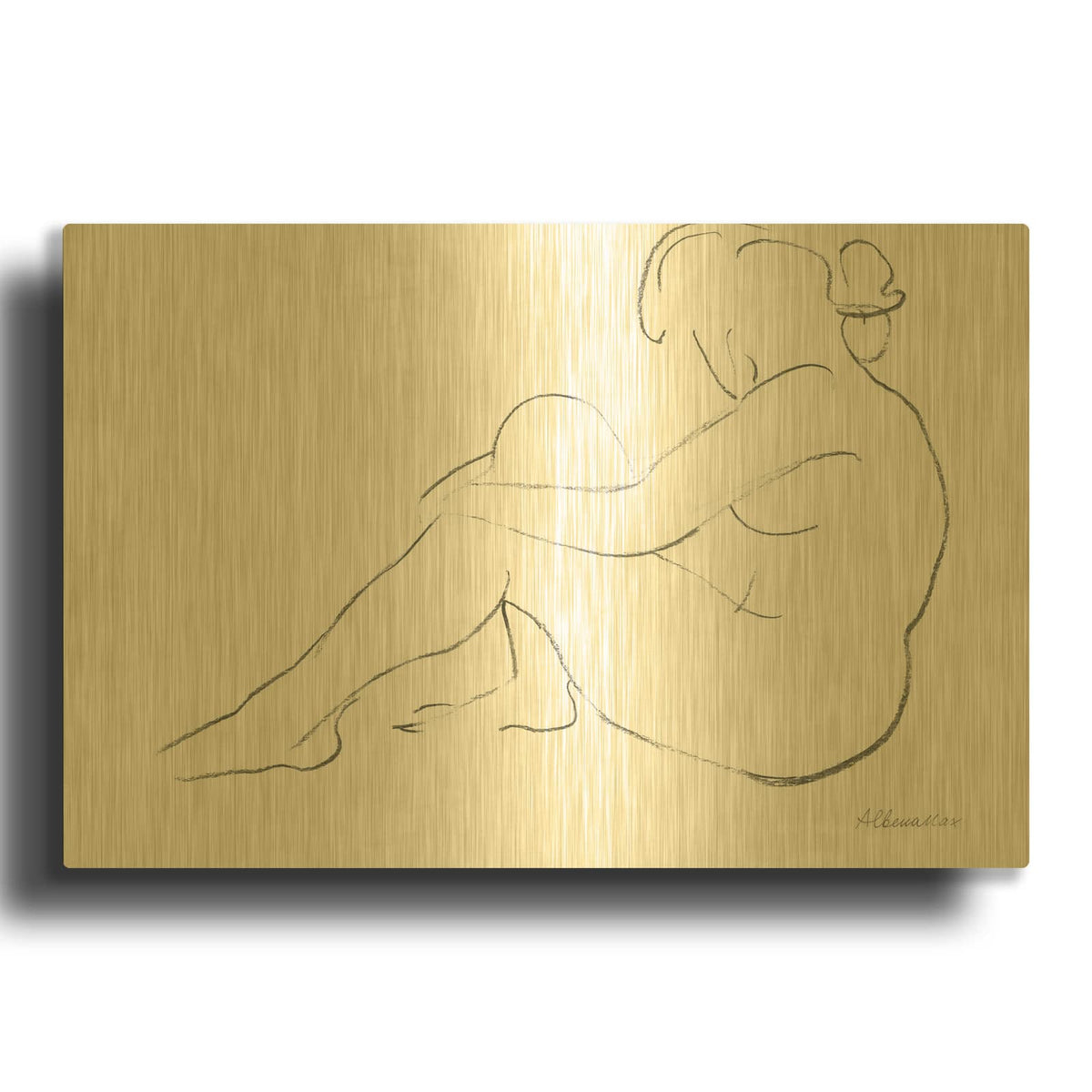 'Nude Sketch 4' By Albena Hristova Gold Metal Wall Art