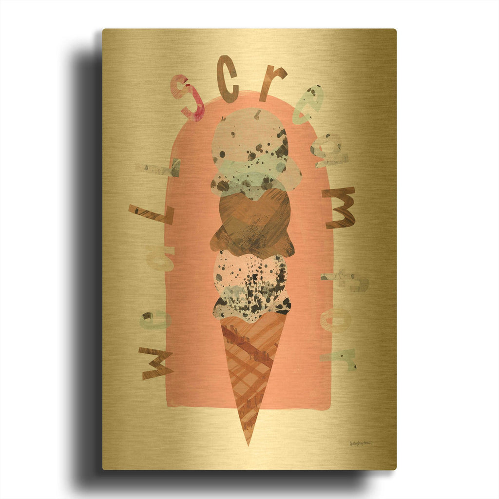 'Ice Cream 1' By Haley Knighten Gold Metal Wall Art
