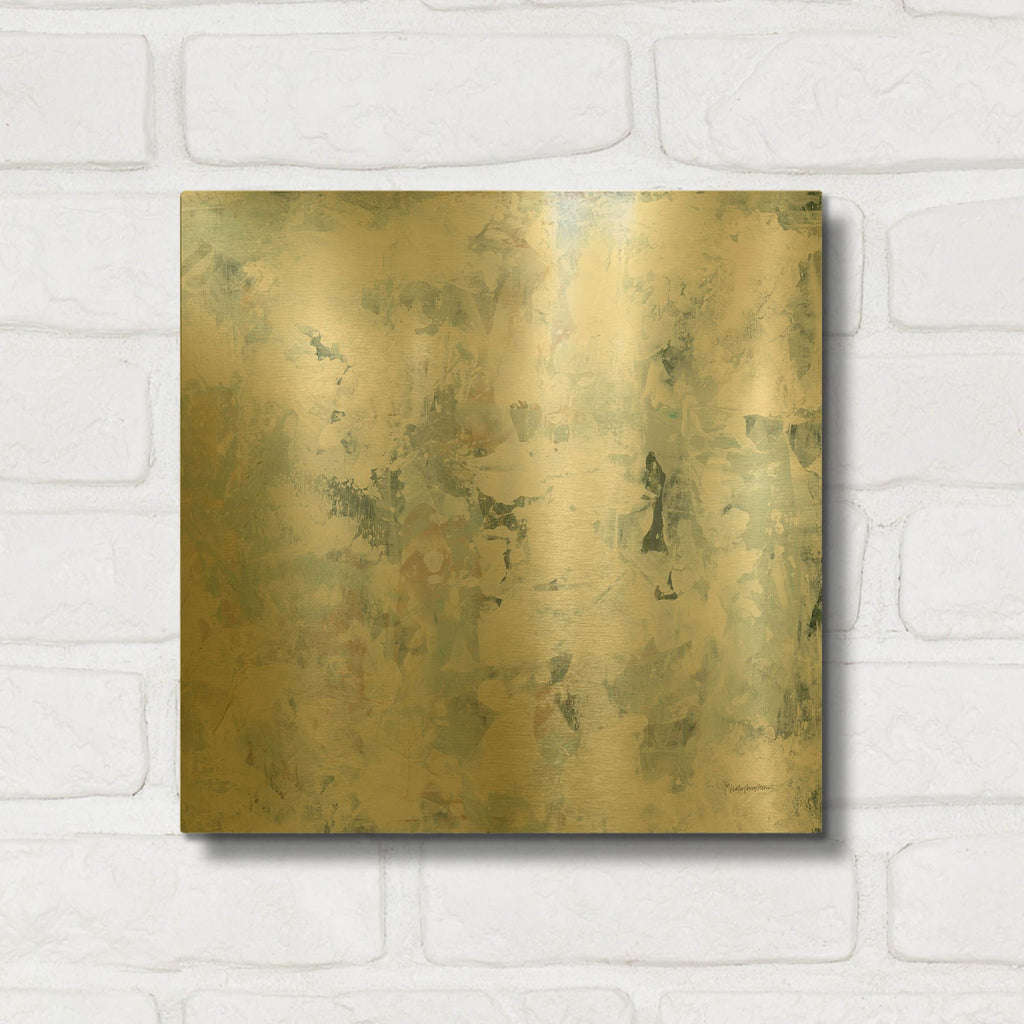 'Pale Gray 4' By Haley Knighten Gold Metal Wall Art
