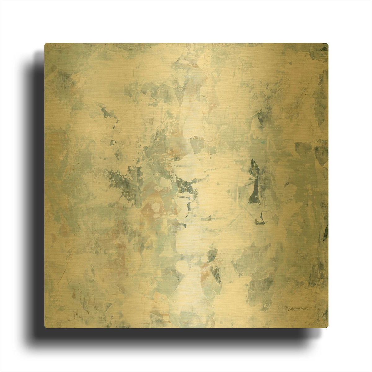 'Pale Gray 4' By Haley Knighten Gold Metal Wall Art