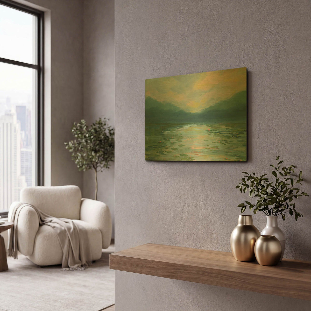'Lily Pad Lagoon 1' By Haley Knighten Gold Metal Wall Art