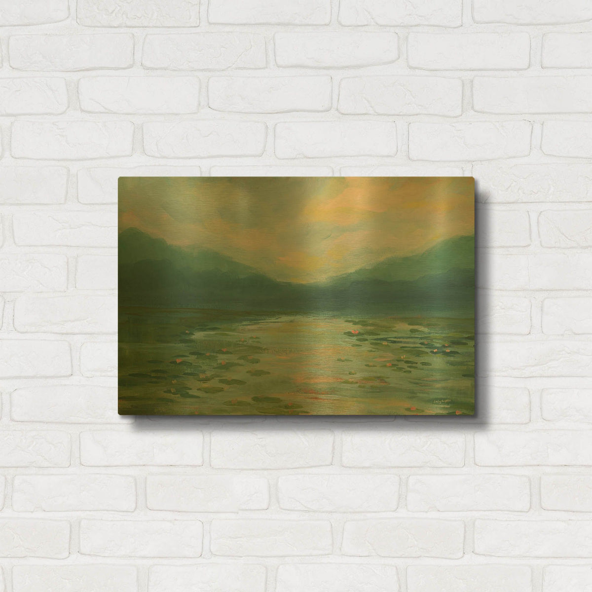 'Lily Pad Lagoon 1' By Haley Knighten Gold Metal Wall Art