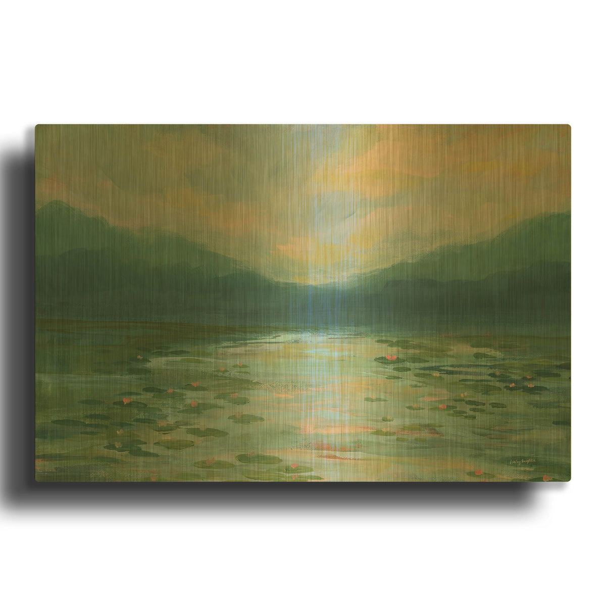 'Lily Pad Lagoon 1' By Haley Knighten Gold Metal Wall Art