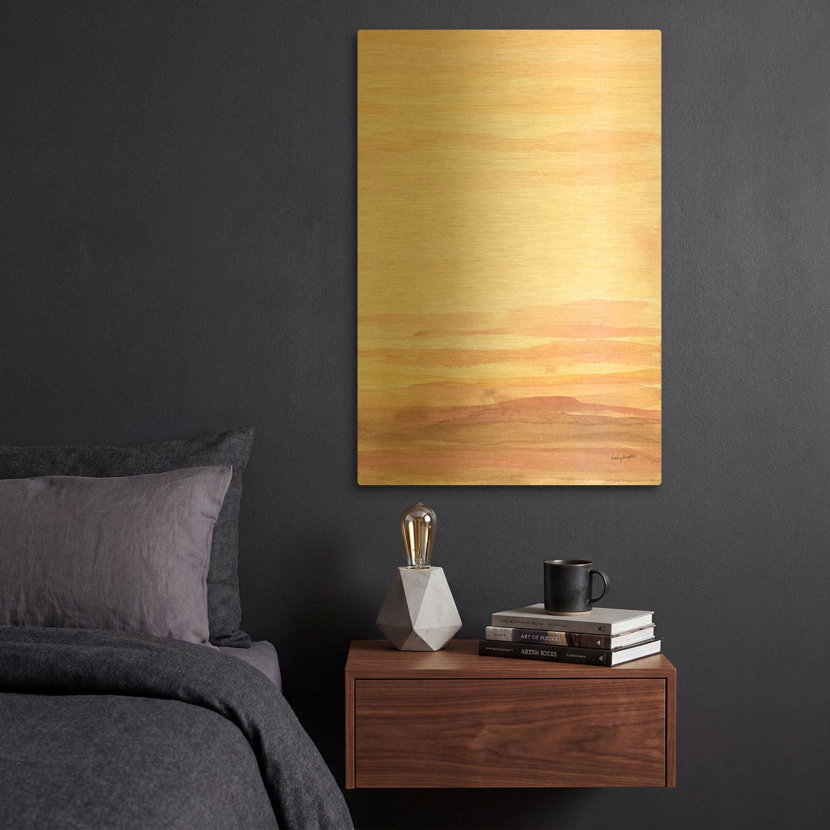 'Pink Sunset 2' By Haley Knighten Gold Metal Wall Art