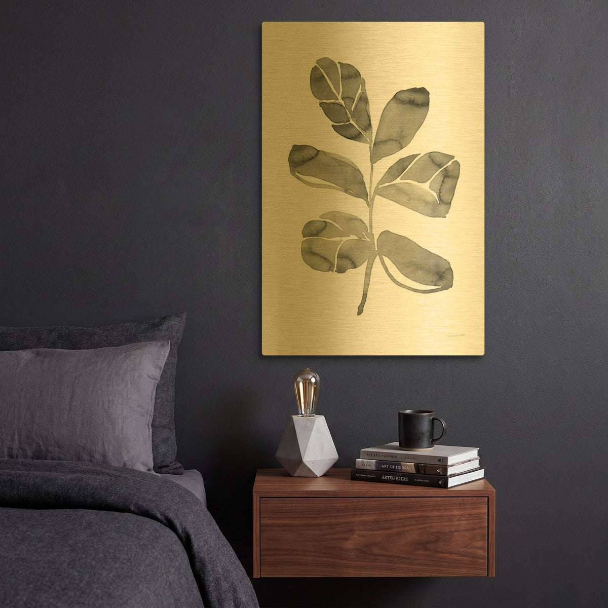 'Fiddle Leaf 4' By Haley Knighten Gold Metal Wall Art