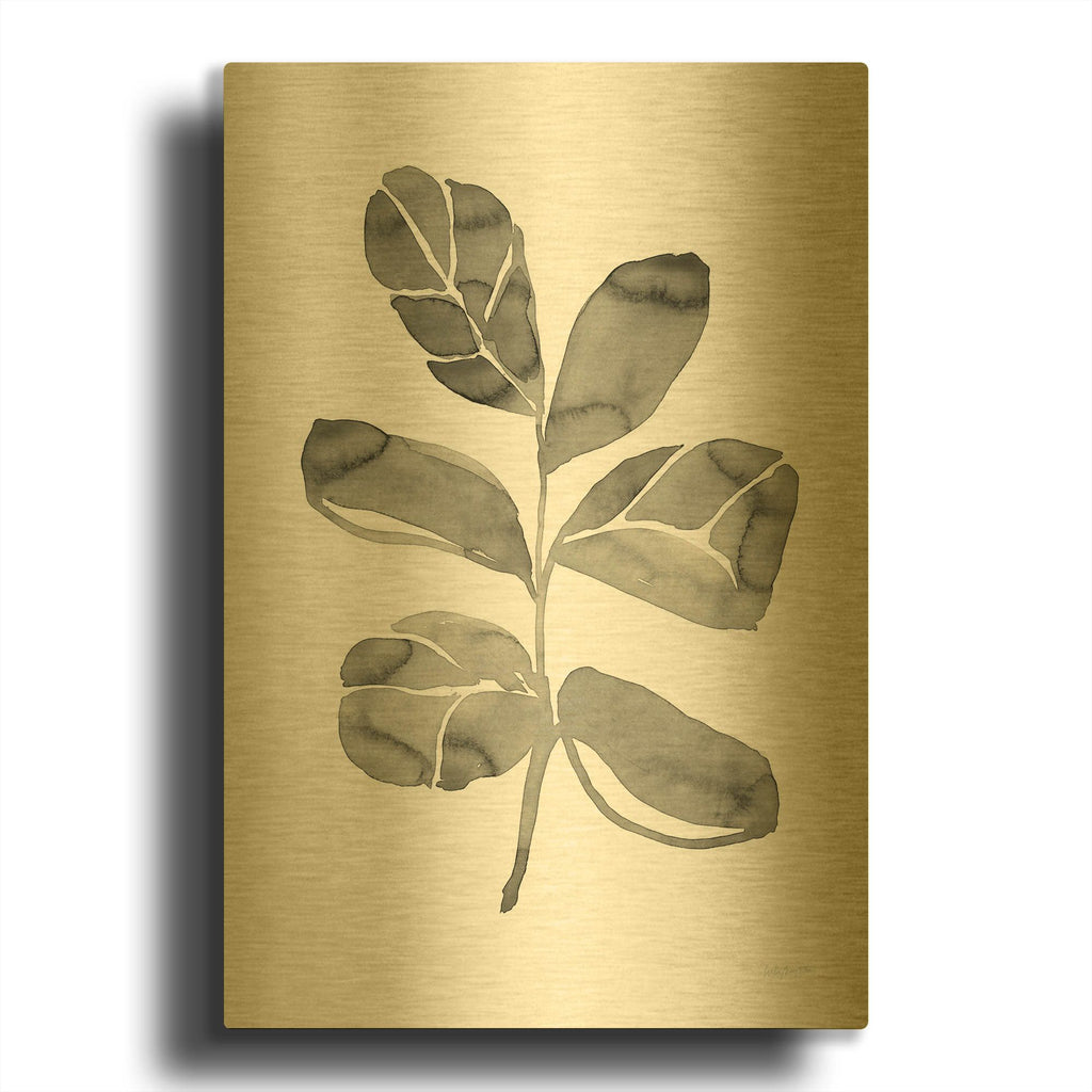 'Fiddle Leaf 4' By Haley Knighten Gold Metal Wall Art