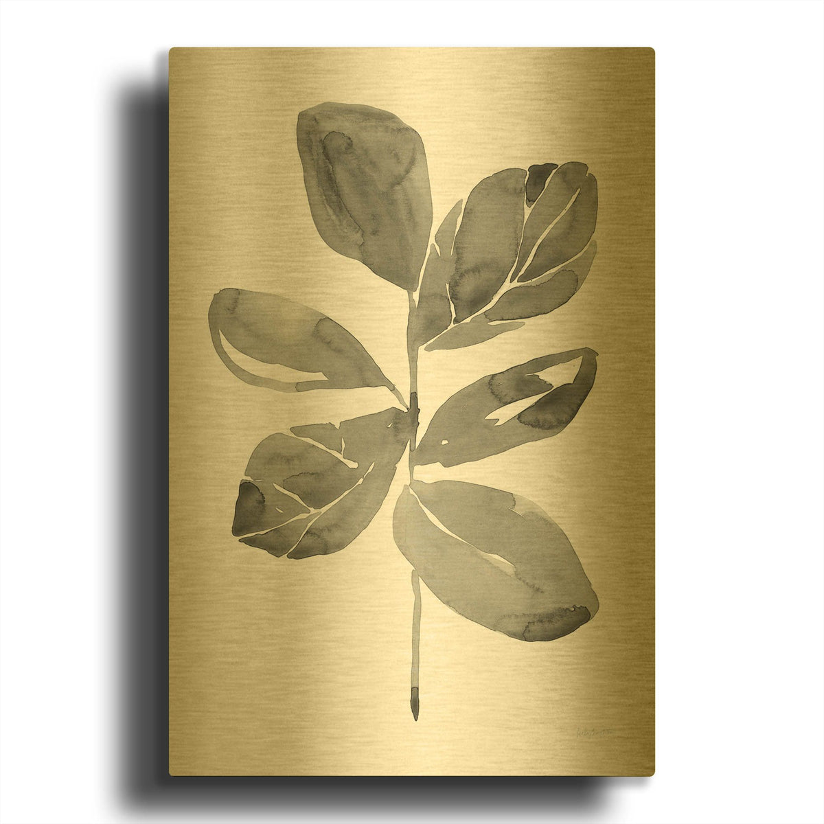 'Fiddle Leaf 2' By Haley Knighten Gold Metal Wall Art