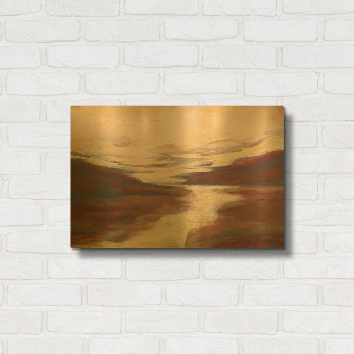 'Crimson Creek' By Haley Knighten Gold Metal Wall Art