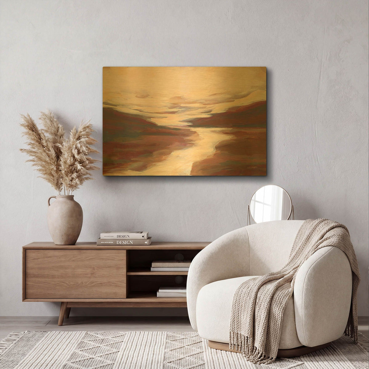 'Crimson Creek' By Haley Knighten Gold Metal Wall Art