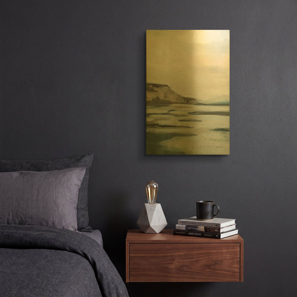 'Cliff View' By Haley Knighten Gold Metal Wall Art