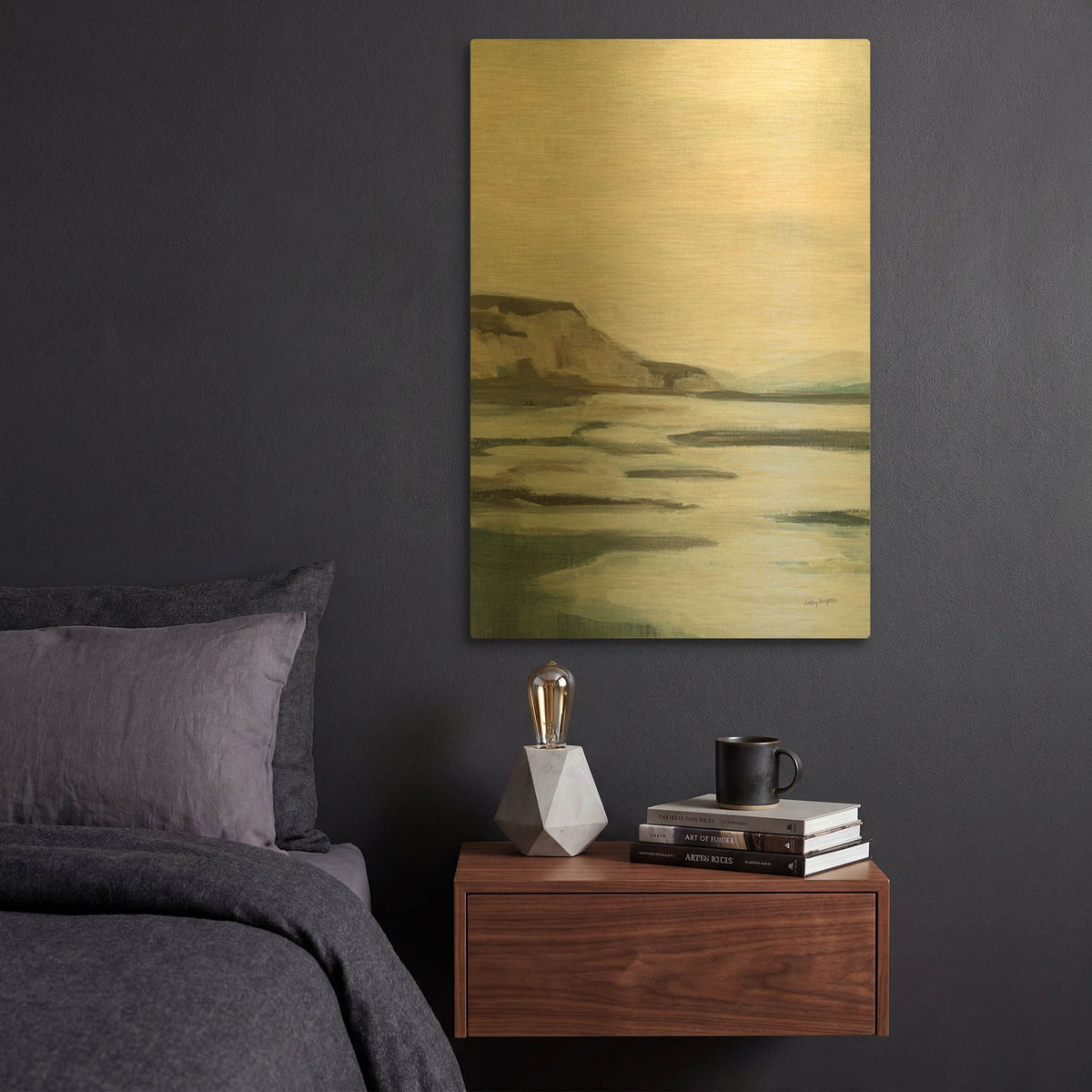 'Cliff View' By Haley Knighten Gold Metal Wall Art
