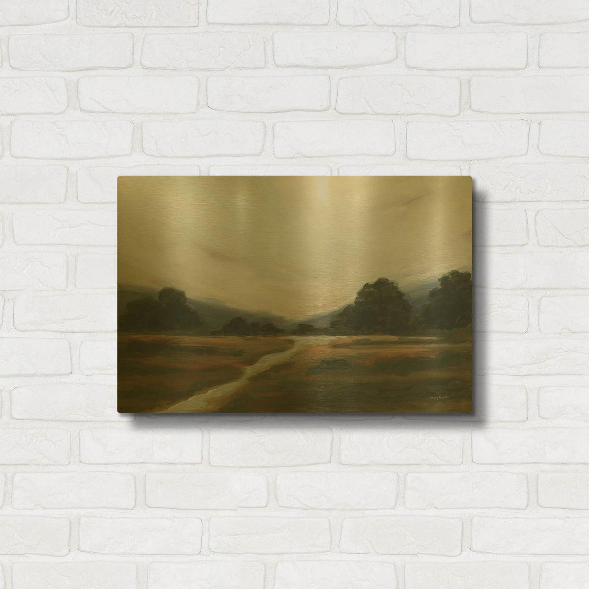 'Auburn Creek Blue' By Haley Knighten Gold Metal Wall Art