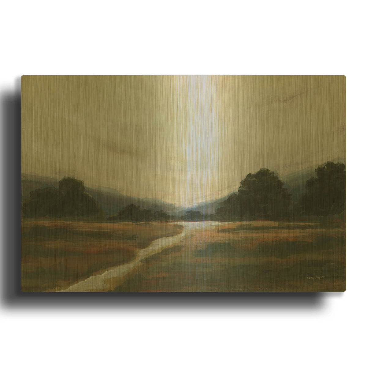 'Auburn Creek Blue' By Haley Knighten Gold Metal Wall Art