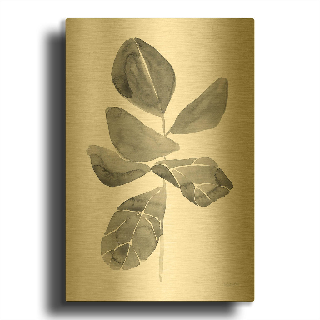 'Fiddle Leaf 1' By Haley Knighten Gold Metal Wall Art