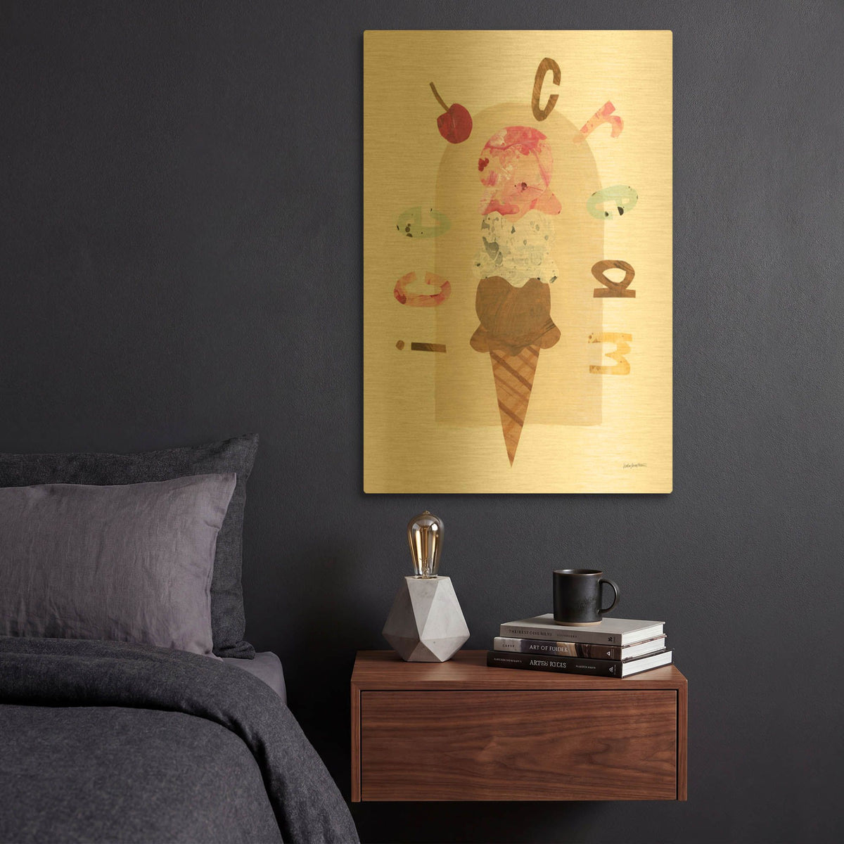 'Ice Cream 2' By Haley Knighten Gold Metal Wall Art
