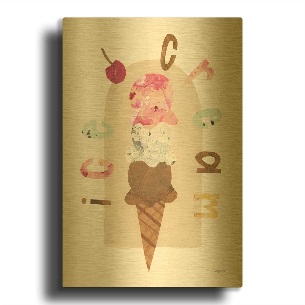 'Ice Cream 2' By Haley Knighten Gold Metal Wall Art