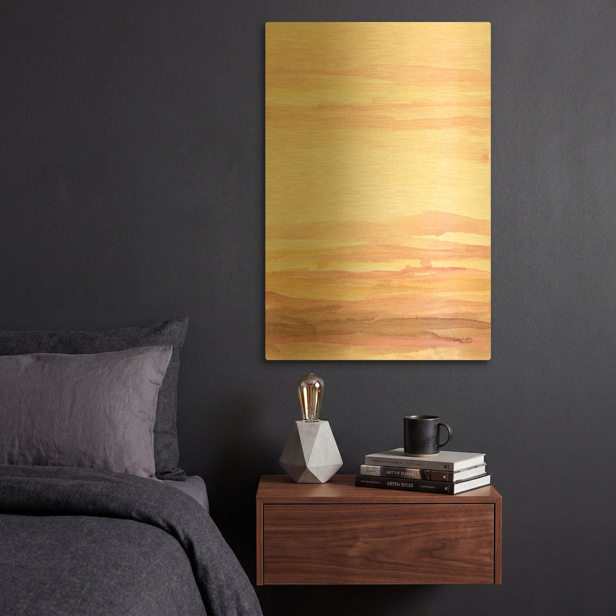 'Pink Sunset 1' By Haley Knighten Gold Metal Wall Art