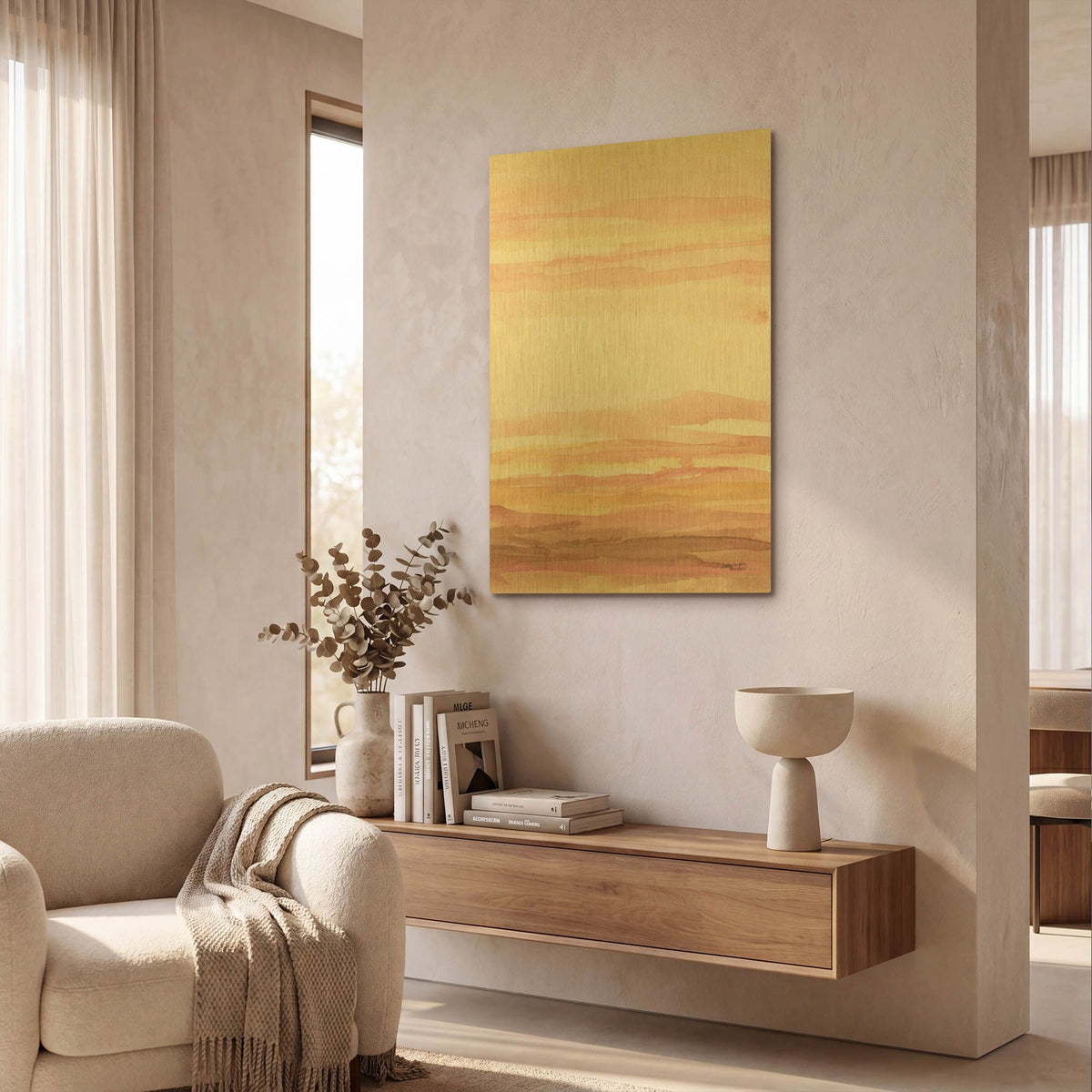 'Pink Sunset 1' By Haley Knighten Gold Metal Wall Art