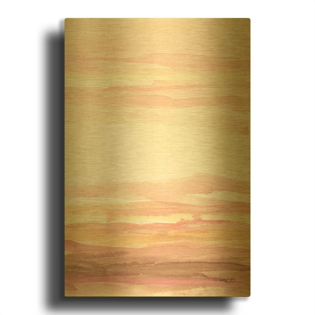 'Pink Sunset 1' By Haley Knighten Gold Metal Wall Art
