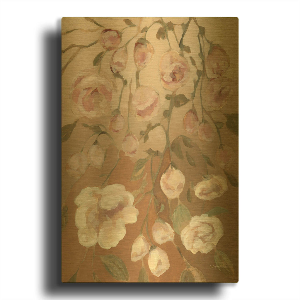 'Falling Roses' By Haley Knighten Gold Metal Wall Art