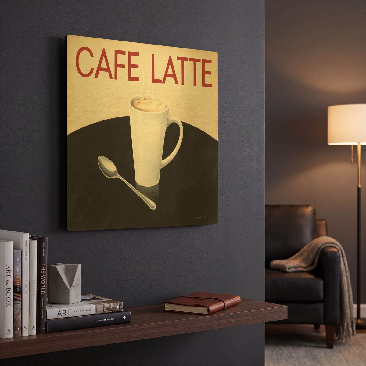 'Cafe Moderne 1' By Marco Fabiano Gold Metal Wall Art