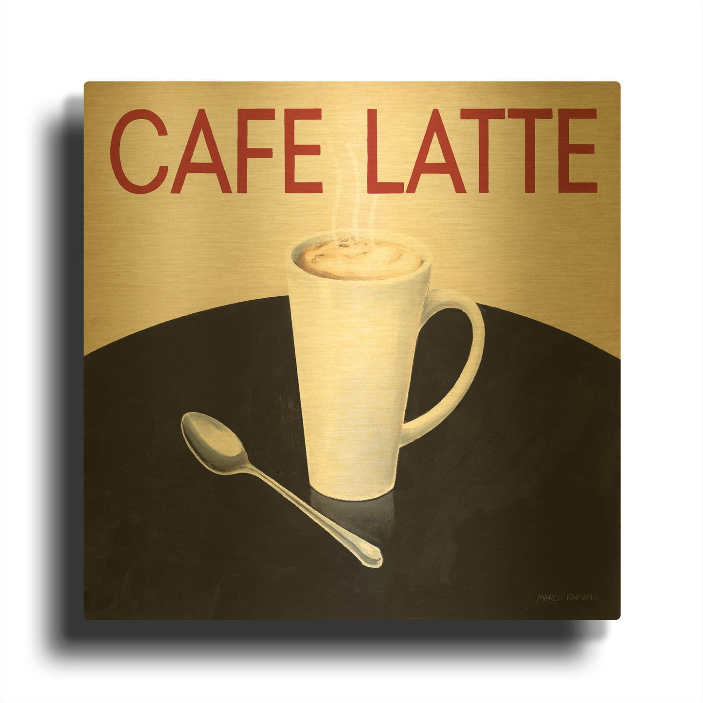 'Cafe Moderne 1' By Marco Fabiano Gold Metal Wall Art