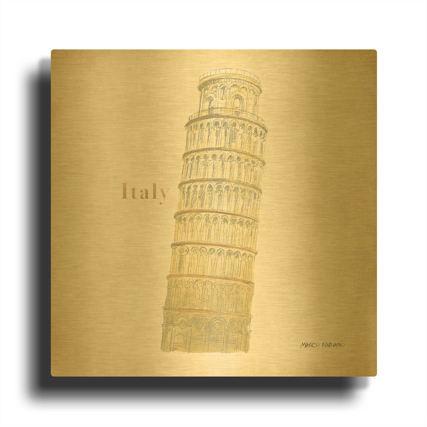 'World Trekker V2' By Marco Fabiano Gold Metal Wall Art