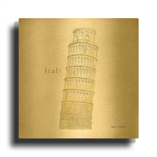 'World Trekker V2' By Marco Fabiano Gold Metal Wall Art