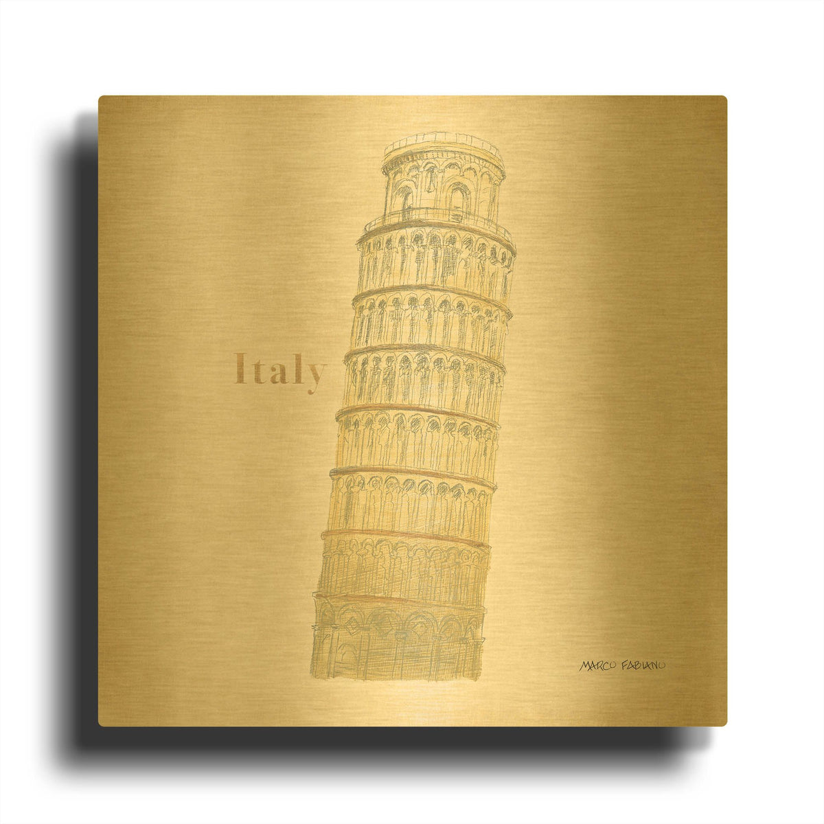 'World Trekker V2' By Marco Fabiano Gold Metal Wall Art
