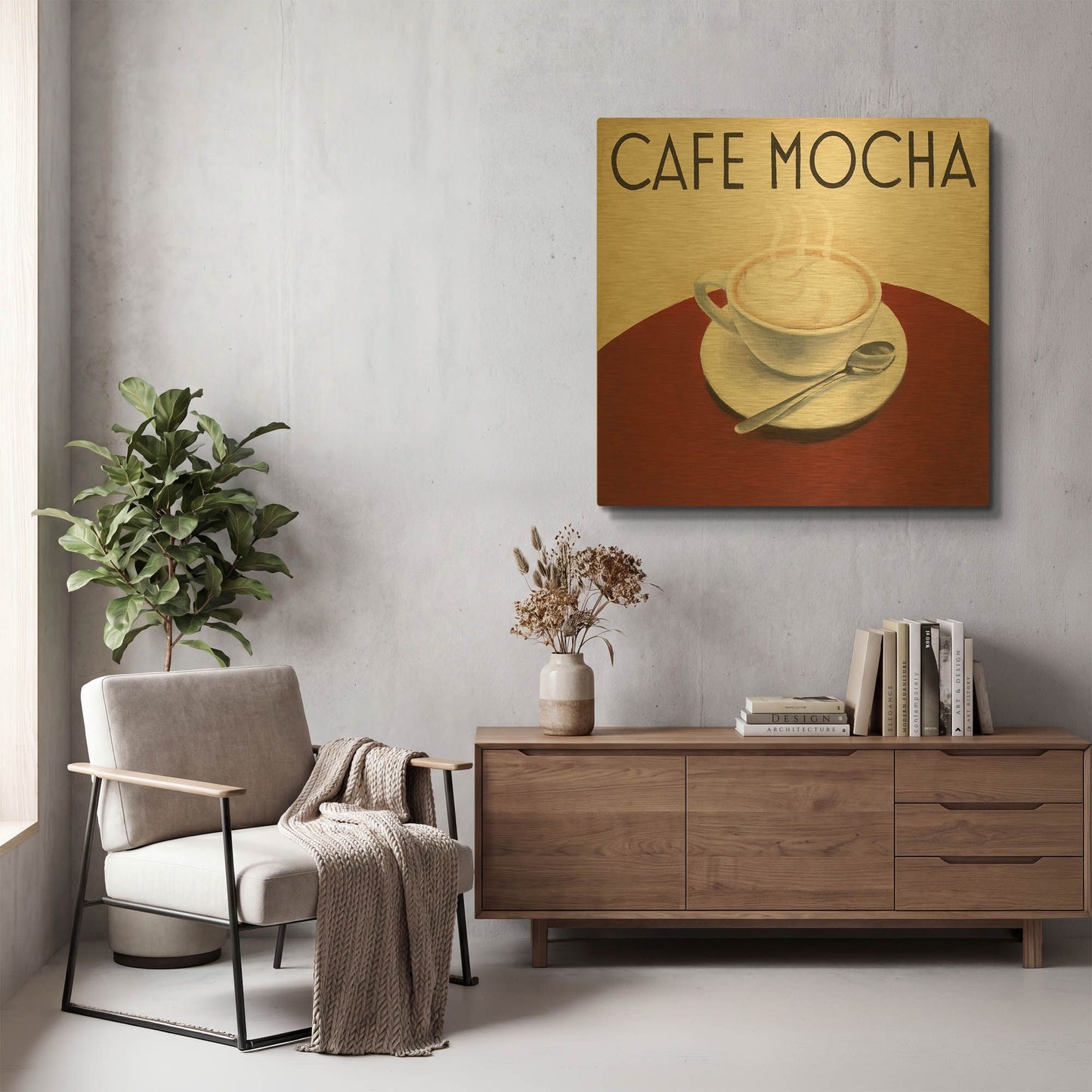 'Cafe Moderne V' By Marco Fabiano Gold Metal Wall Art