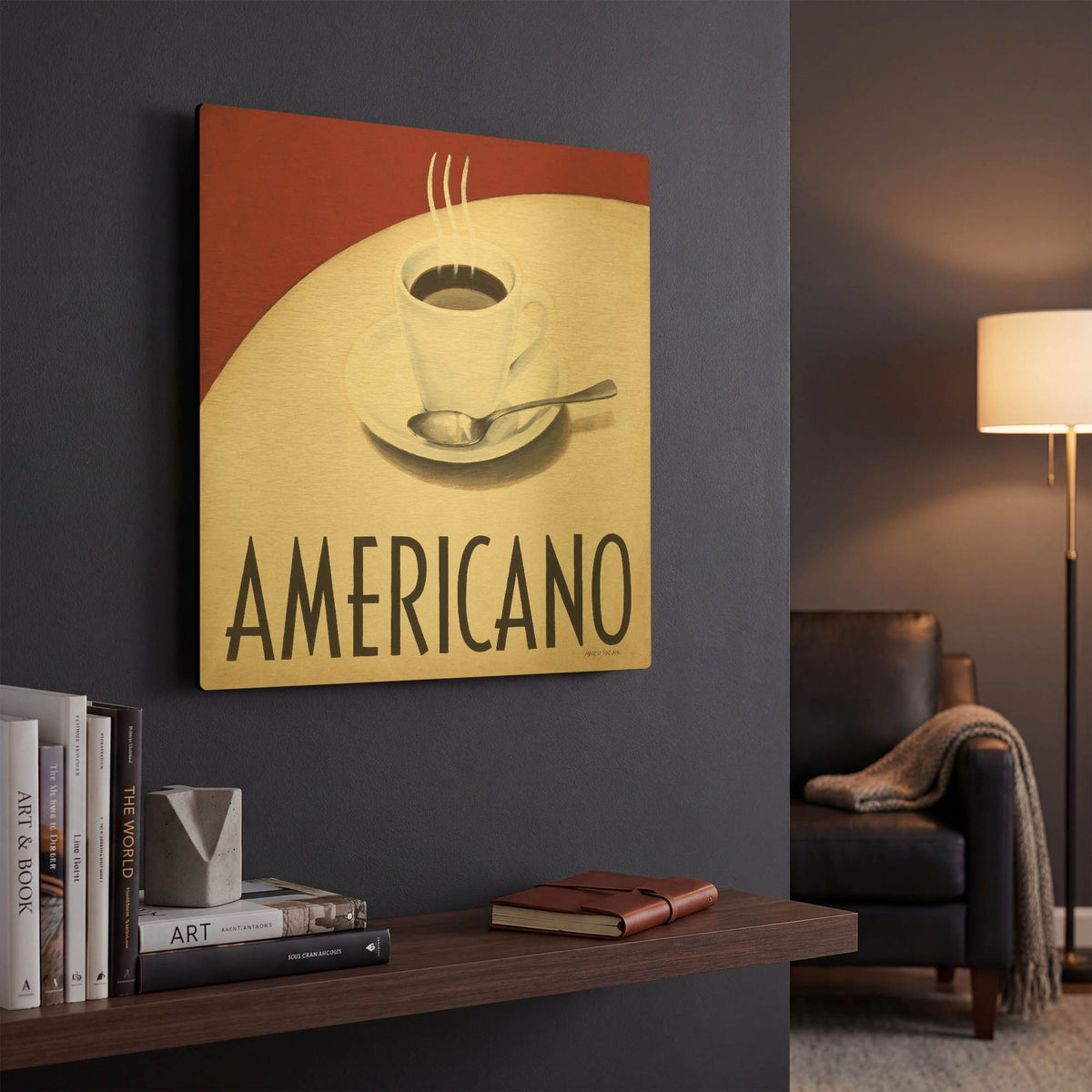 'Cafe Moderne 3' By Marco Fabiano Gold Metal Wall Art