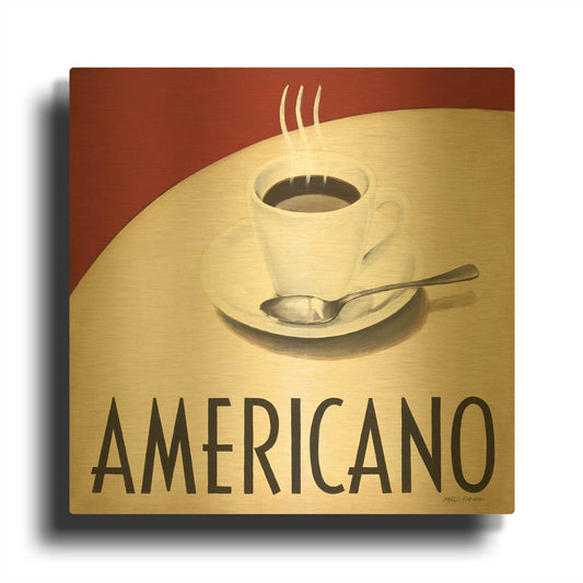 'Cafe Moderne 3' By Marco Fabiano Gold Metal Wall Art