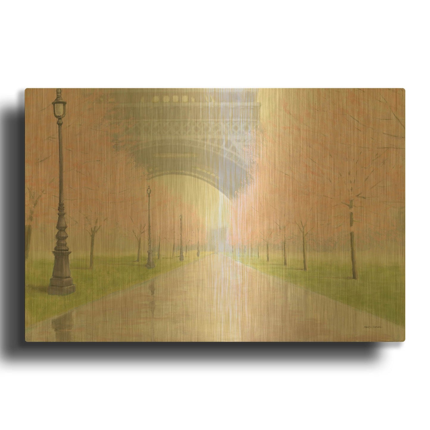'Printemps a Paris 1 v2' By Marco Fabiano Gold Metal Wall Art
