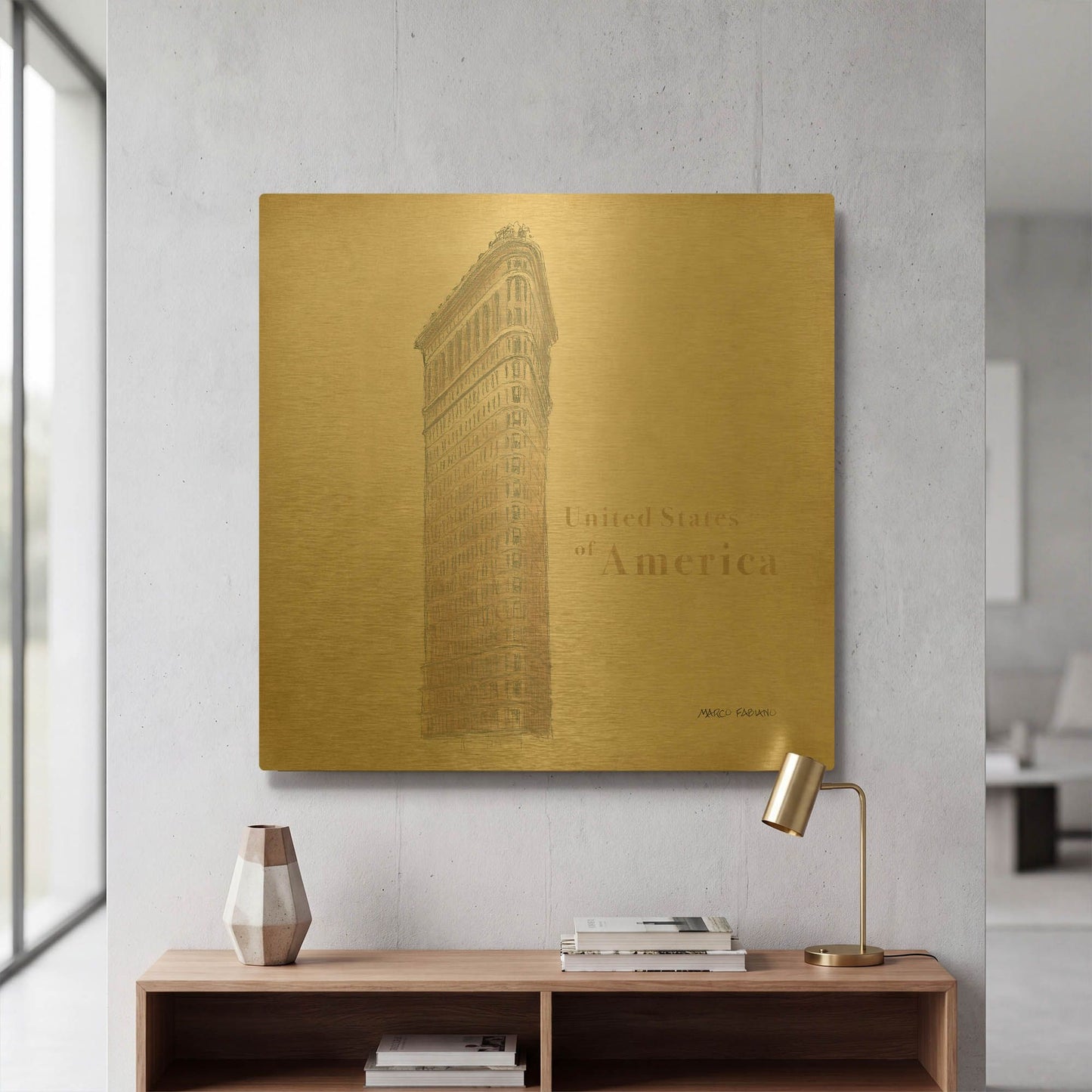 'World Trekker 5' By Marco Fabiano Gold Metal Wall Art