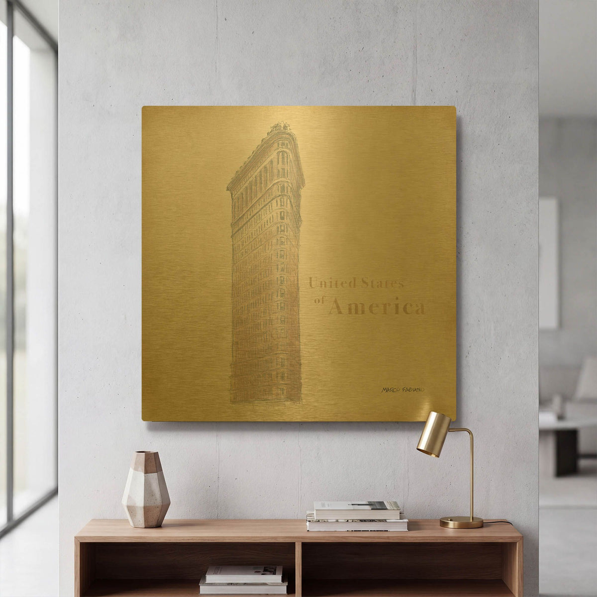 'World Trekker 5' By Marco Fabiano Gold Metal Wall Art