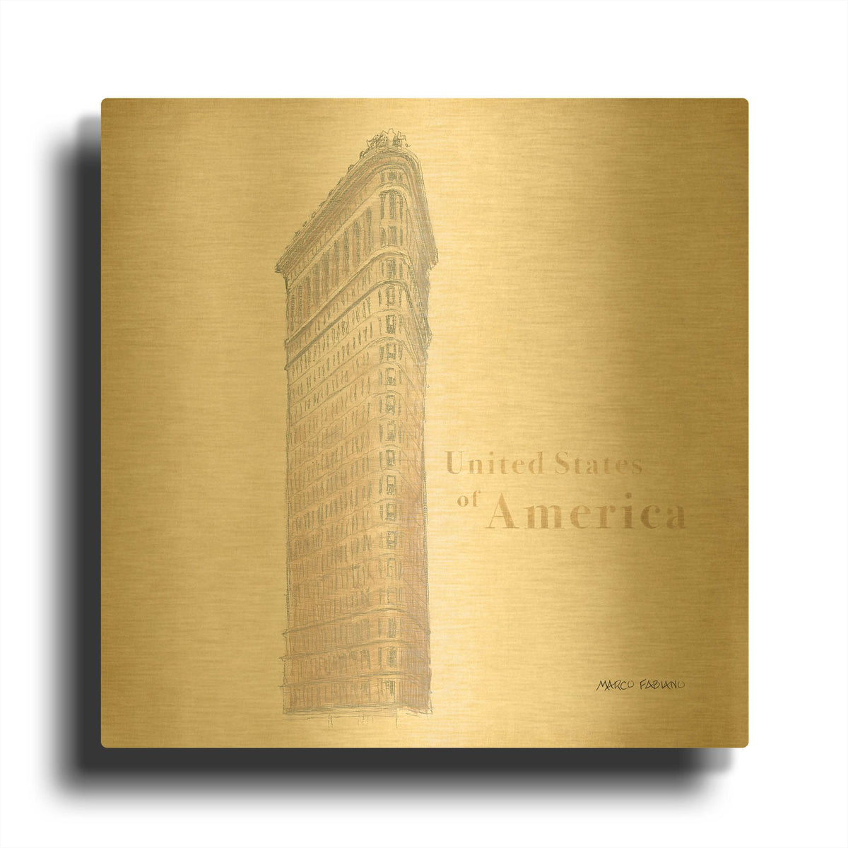 'World Trekker 5' By Marco Fabiano Gold Metal Wall Art