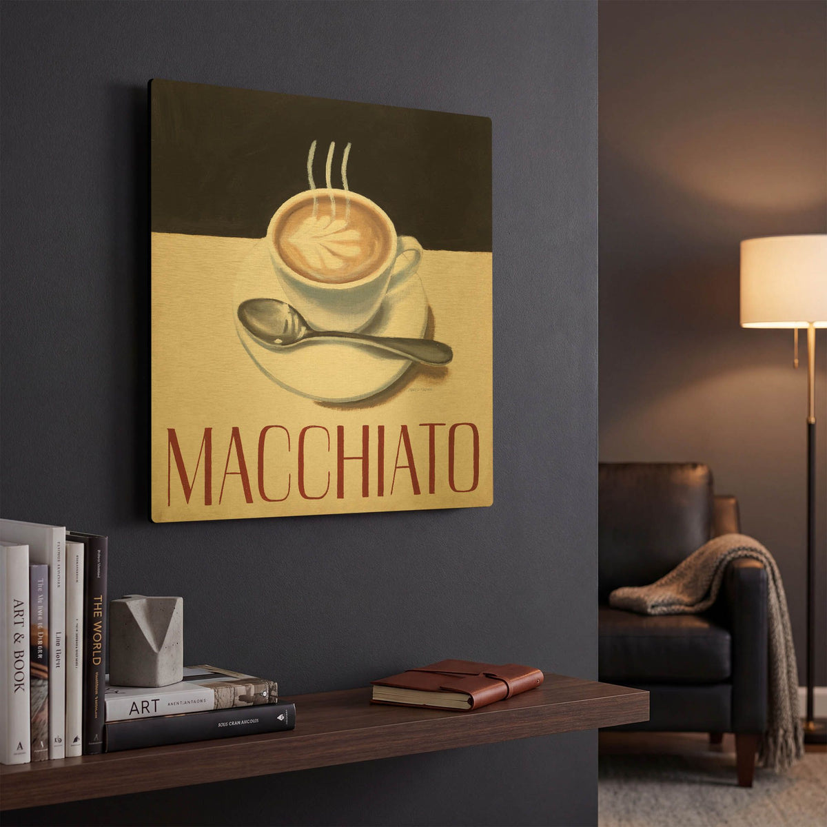 'Cafe Moderne 6' By Marco Fabiano Gold Metal Wall Art