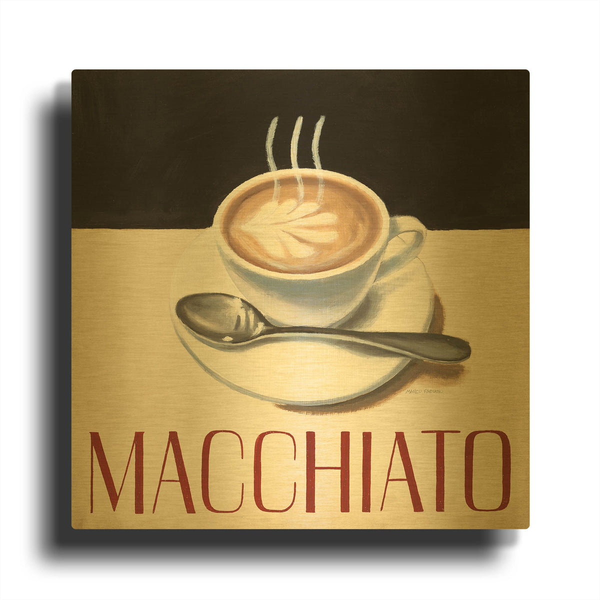 'Cafe Moderne 6' By Marco Fabiano Gold Metal Wall Art