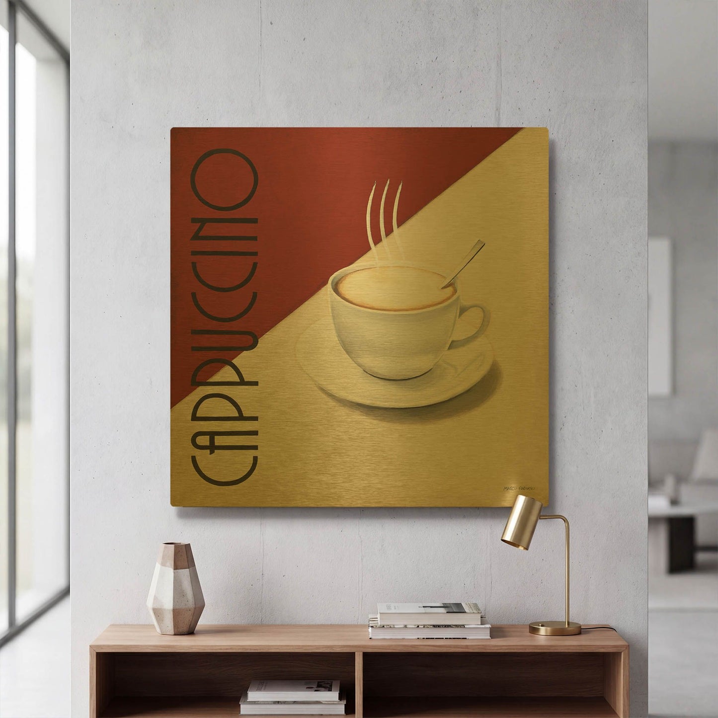 'Cafe Moderne 2' By Marco Fabiano Gold Metal Wall Art