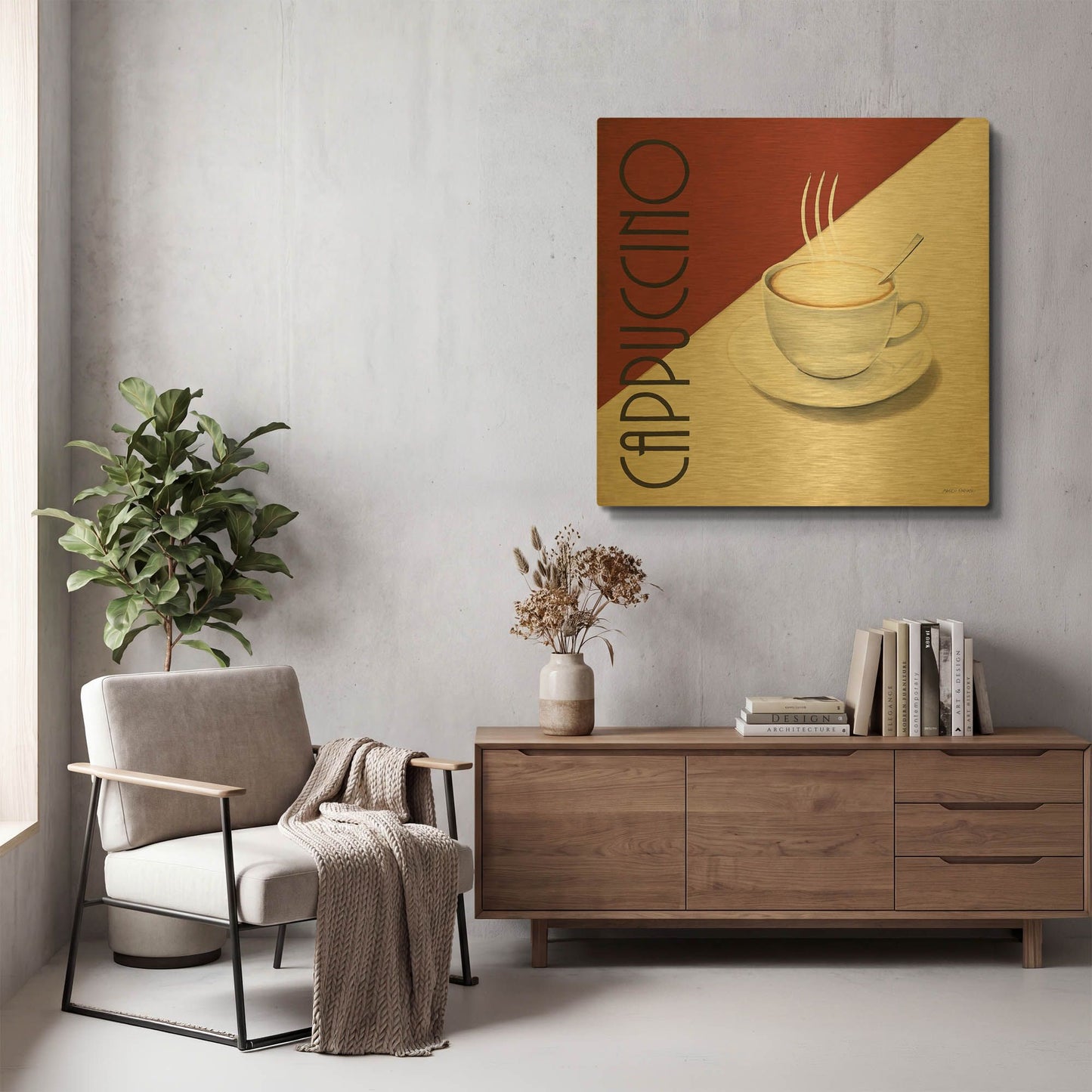 'Cafe Moderne 2' By Marco Fabiano Gold Metal Wall Art