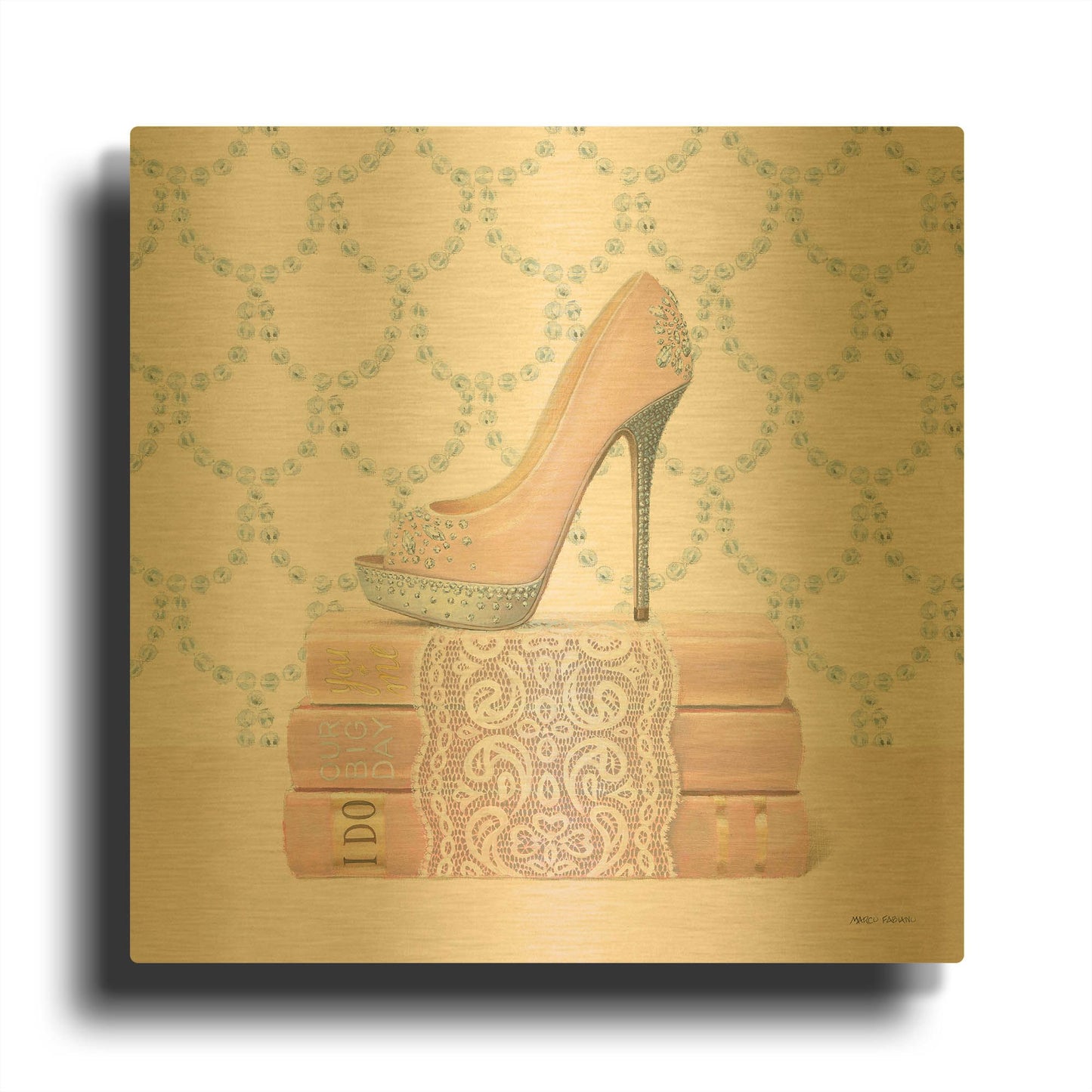 'Wedding Glamour 1' By Marco Fabiano Gold Metal Wall Art