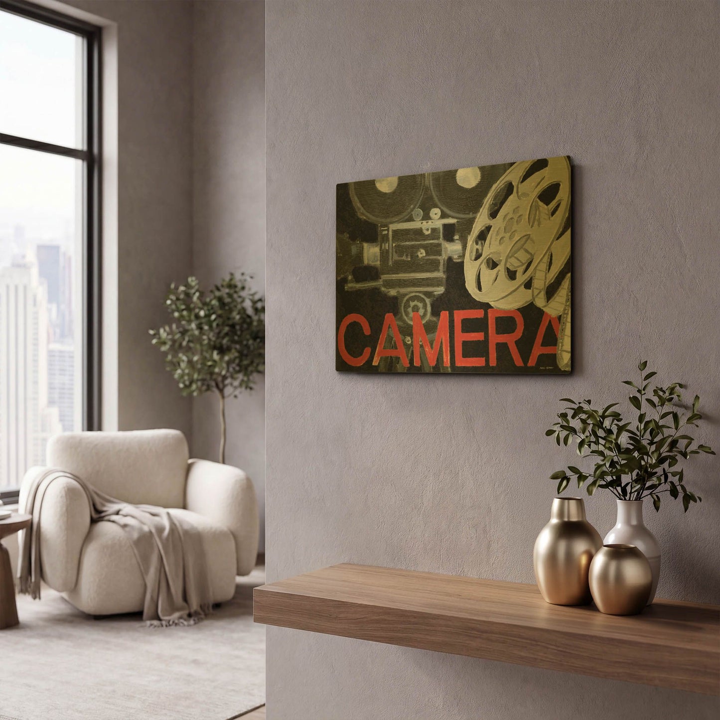 'Lights Camera Action 2' By Marco Fabiano Gold Metal Wall Art