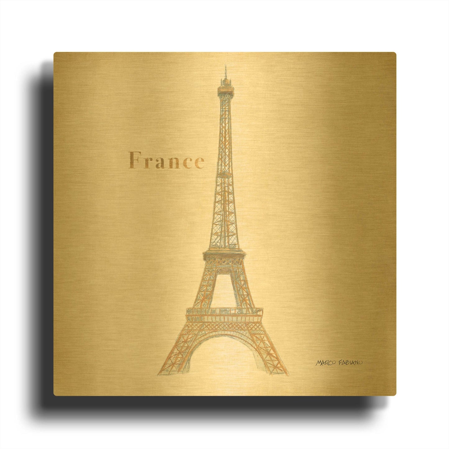 'World Trekker 3' By Marco Fabiano Gold Metal Wall Art