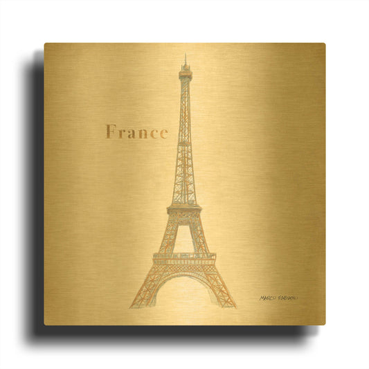 'World Trekker 3' By Marco Fabiano Gold Metal Wall Art