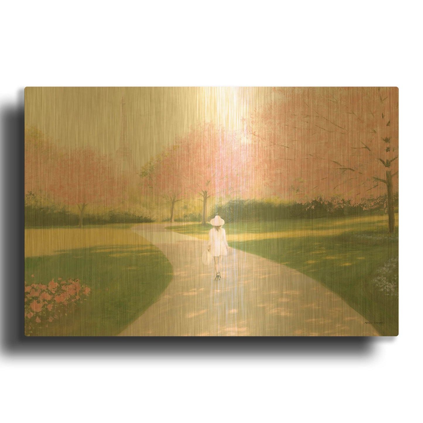 'Printemps a Paris 2' By Marco Fabiano Gold Metal Wall Art