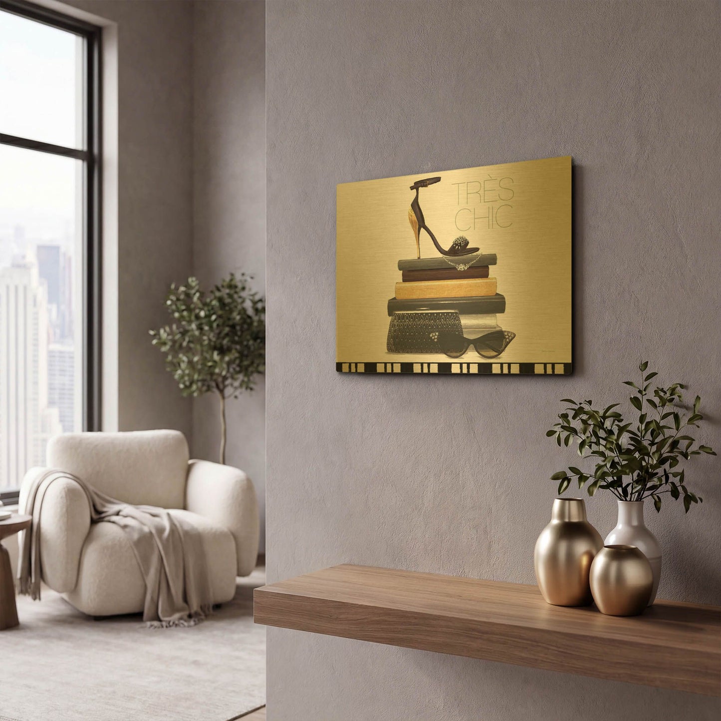 'Paris Style 3 White' By Marco Fabiano Gold Metal Wall Art