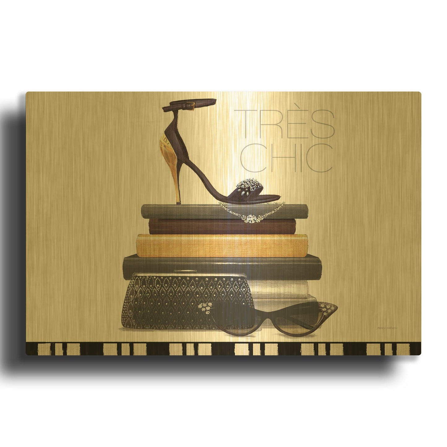 'Paris Style 3 White' By Marco Fabiano Gold Metal Wall Art